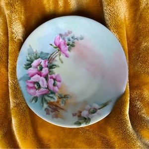 Jean Pouyat Limoges Antique French Porcelain Dish / Handpainted Floral Plate